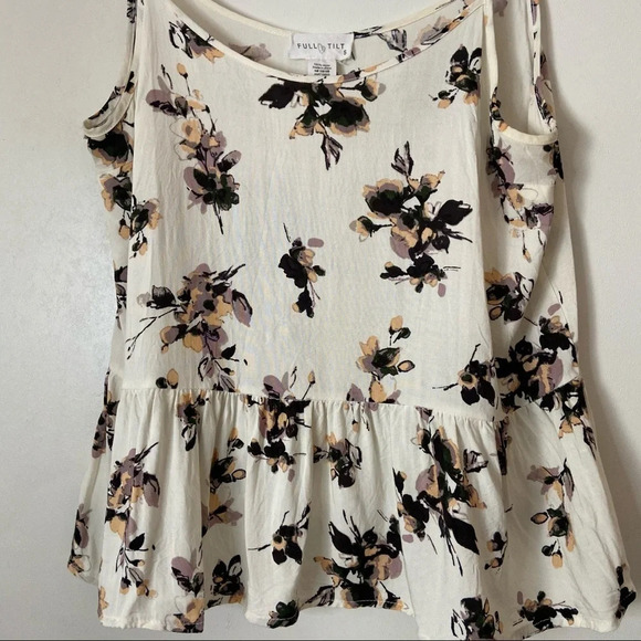 FULL TILT Floral Patterned Cropped Tank Spaghetti Strap Womens Size Small - Picture 4 of 11